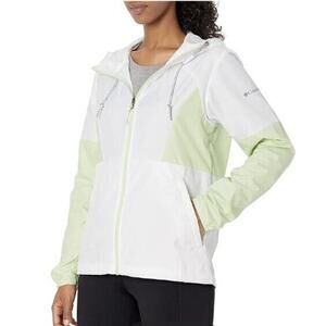 Columbia Women's Side Hill Windbreaker Jacket White Green Small